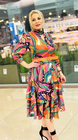 Rochie Amna cu imprimeu multicolor